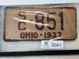 Ohio 1937 Sidecar Plate