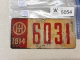 Ohio 1914 Motorcycle Plate 1st year
