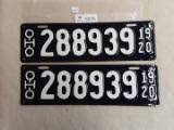 Ohio 1920 License Plate pair (repaint)