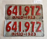 Ohio 1923 License Plate pair