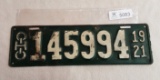 Ohio 1921 License Plate