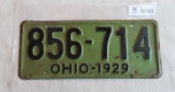 Ohio 1929 License Plate