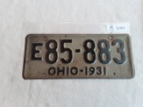 Ohio 1931 License Plate