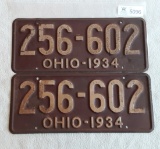 Ohio 1934 License Plate Pair