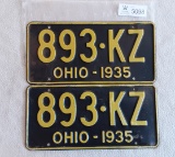 Ohio 1935 License Plate Pair