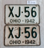 Ohio 1942 License Plate Pair
