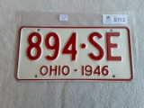 Ohio 1946 License Plate (Never Used)