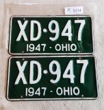 Ohio 1947 License Plate Pair