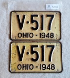 Ohio 1948 License Plate Pair