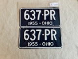 Ohio 1955 License Plate Pair (unused)