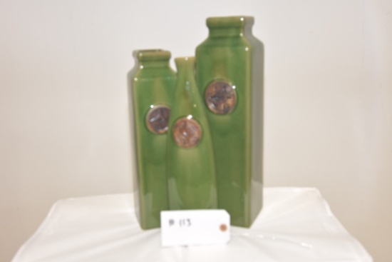 Jade Green Flower Vases (x3)