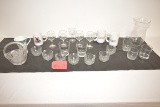 Misc. Glass drinking cups & long stem items