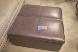 Brown Leather Rolling Ottoman 36