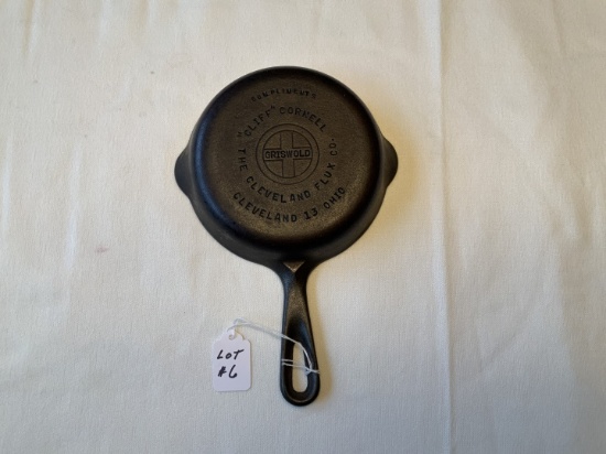 #3 Skillet Griswold Cliff Cornell- The Cleveland Flux Co.SM logo, smooth bottom