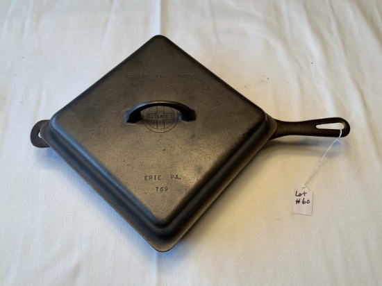 #768 Skillet- Griswold - Square with lid