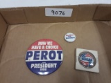 Perot, Reagan Presidential Buttons