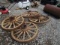 (4) Wooden Wagon Wheels with Axle