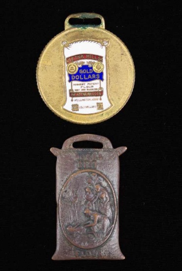 TWO KANSAS FLOUR COMPANY ADVERTISING WATCH FOBS