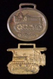 TWO CATERPILLAR TRACTOR ADVERTISING FOBS, PEORIA