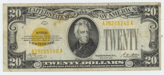 1928 TWENTY DOLLAR GOLD CERTIFICATE