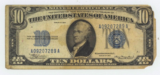 1934 TEN DOLLAR SILVER CERTIFICATE