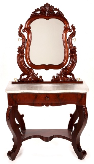 A 19TH CENT ROCOCO REVIVAL MAHOGANY DRESSING TABLE