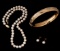 PEARL CHOKER, EARRINGS AND A GOLD-FILLED BANGLE