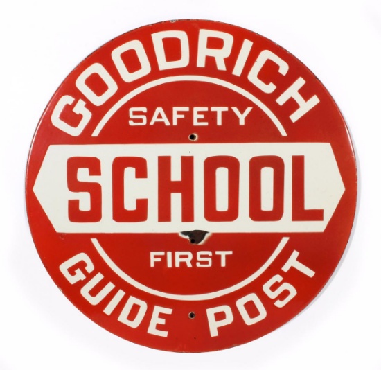 GOODRICH TIRES 'SCHOOLGUIDE POST' PORCELAIN SIGN