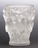 A LALIQUE 'BACCHANTES' FRENCH ART GLASS VASE