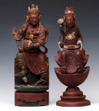 A PAIR EARLY 20TH C. CHINESE CARVED DAOIST FIGURES