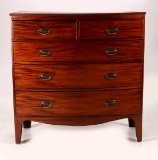 A CIRCA 1800 MAHOGANY HEPPLEWHITE BOW FRONT CHEST