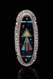 AN AUGUSTINE LARGO INLAID TEE-PEE RING