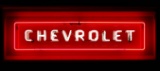 A CHEVROLET PICK UP TAILGATE SIGN WITH NEON