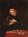 AN 18TH C. ECCLESIASTICAL OIL ATTRIBUTED AS ST. FRANCIS