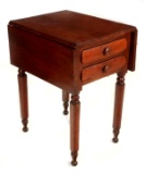 A 19TH CENTURY AMERICAN TWO DRAWER STAND TABLE