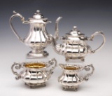 AN ASSEMBLED OLD SHEFFIELD PLATE TEA COFFEE SET