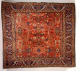 A SQUARISH SEMI ANTIQUE PERSIAN HERIZ CARPET