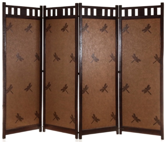 A GOOD OAK ARTS AND CRAFTS FOUR PANEL FLOOR SCREEN