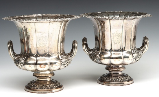 A PAIR EARLY 19TH C. OLD SHEFFIELD PLATE WINE COOLERS