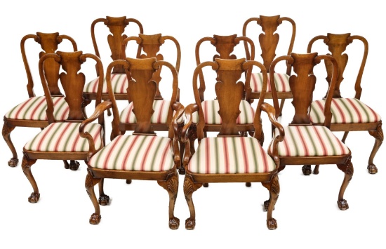 TEN HIGH QUALITY CHIPPENDALE STYLE DINING CHAIRS