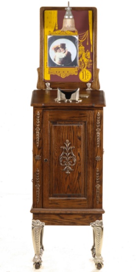 A LATE 20TH C. UPRIGHT STEREO VIEW COIN OP PEEP SHOW