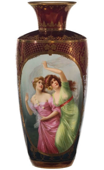A VIENNA STYLE 26-INCH KPM FLOOR VASE SIGNED H. WEIGEL
