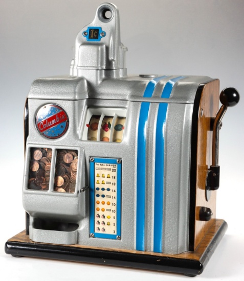 A GROETCHEN COLUMBIA 5-CENT COUNTER TOP SLOT MACHINE