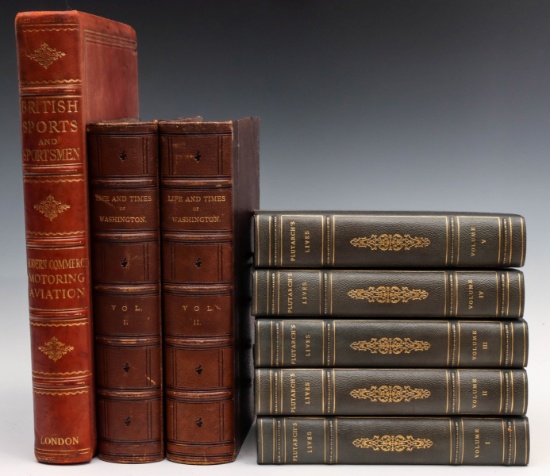 EIGHT VARIOUS EARLY 20TH C. LEATHER BOOKS