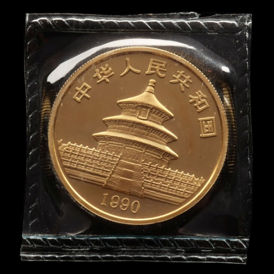 A 1990 CHINESE 1 OZ. GOLD PANDA COIN