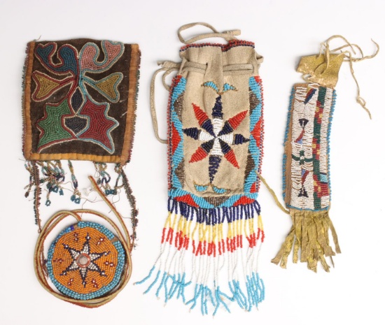 EARLY 20TH C. NATIVE AMERICAN BEADED BAGS