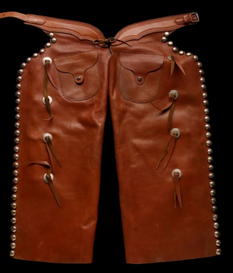 CHARLES SHIPLEY SHOTGUN CHAPS WITH CONCHOS AND STUDS