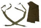 US Military WWII X-Back Combat Suspenders and Wool Scarf (A)