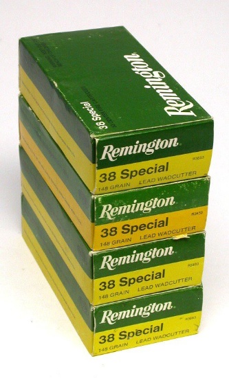 Four 50-Round Boxes of Remington .38 Special 148 Gr Lead Wadcutter Ammunition (FHR)