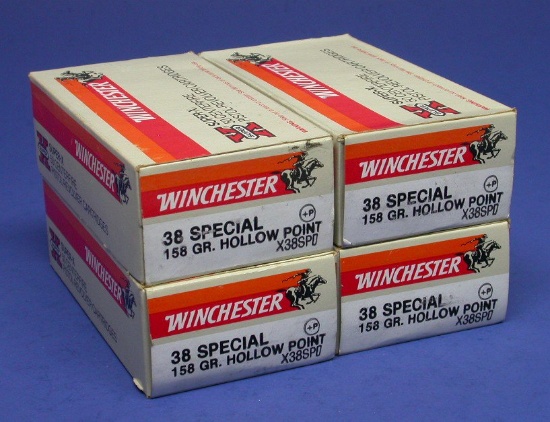 Four 50-Round Boxes of Winchester .38 Special 158 Gr Hollow-Point Ammunition (FHR)